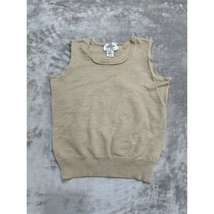 Oscar De La Renta Women's Sleeveless‎ Sweater Vest Beige Medium 83% Wool EUC